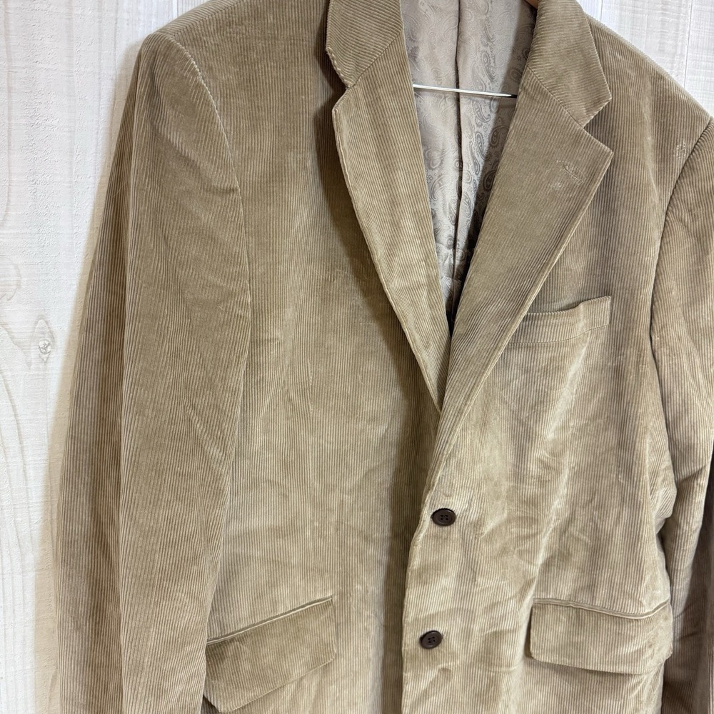 VTG Stafford 44R Men's Blazer Jacket Tan Classic Fit Sport Coat Corduroy Cotton - Picture 3 of 11